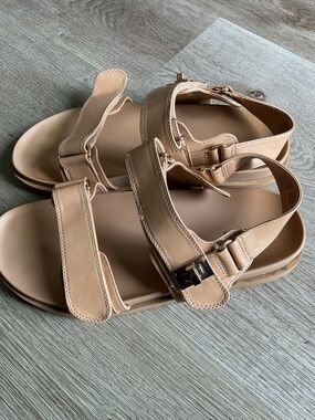 torrid Beige/Nude Leather Dual-Strap Buckle Sandals women’s 10ww